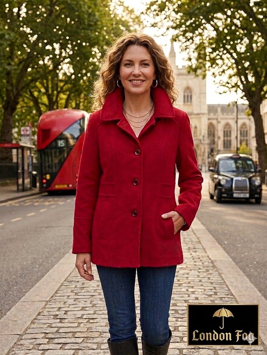 London Fog Jackets & Blazers - London Fog Red Wool-Blend Pea Coat